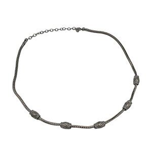 𝅺women's Vintage Silver Tone Chain Antique Necklace